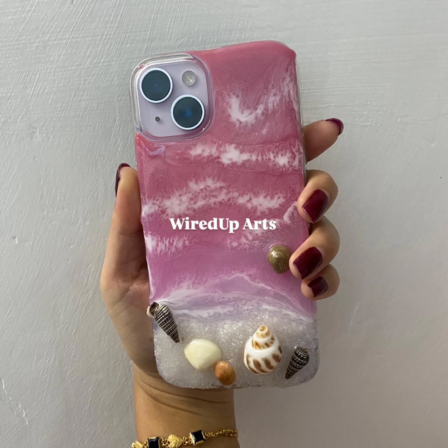 Custom beach-theme resin phone cover